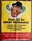 Wwil Ww2 Poster Don   t Fall For Enemy Propaganda Vfw World War Tojo Hitler