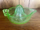 Vintage Sunkist Apple Green Glass Citrus Juicer Reamer With Handle   Pour Spout