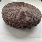 Vintage 7  Round Wicker Sewing Basket W lid Child Size