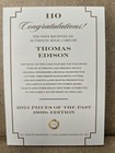 Thomas Edison  110 2024 Pieces Of The Past Relic Card