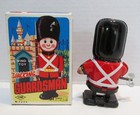 Wind-up Toy Tin Litho Walking Guardsman Yone Made In Japan Works W  Box Vintage