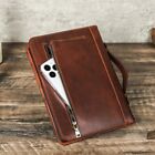 Genuine Leather Clutch A5 Book Cover Journal Office Diary Travel Notebook Case