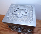 Antique J e Stevens Nickel Plated Cast Iron Combination Safe No 40 Burglar Proof