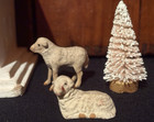 Vintage Primitive Christmas Church   Antique Germany Stick Leg Sheep Aafa  Tree