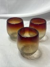 Vintage Amberina Crackle Glass Handblown Votive 4 25  T Set Of 3 Mcm