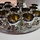 F b  Rogers Silver-plated Punch Bowl Set W  Tray   Ladle 12 Cups Vintage