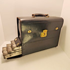 Vintage Black Leather Veterinarian doctor salesman Bag Satchel W  Pull Out Trays