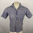 Vtg 50s Wearever Sportswear Shirt Mens Medium Loop Collar Mcm Navy Plaid 1950s