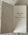 Unused Christmas Santa Hold Candle Glitter Gold Vtg Greeting Card 1950s 1960s