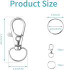 100pcs Keychain Hooks With Key Rings metal Swivel Lobster Claw Clasps  For Keych