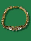 Vintage Trifari Clover Shamrock Bracelet Austrian Crystal Gold Plated Rare