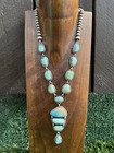 Navajo Sterling Silver Royston Turquoise Chain Lariat Bead Necklace K Yazzie