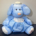 Vtg 1986 Fisher Price Puffalump Blue Puppy Dog Nylon Stuffed Plush With Outfit