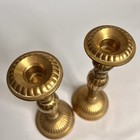 Vintage Pair Brass Candlesticks Neoclassical Empire Style Fluted Tall 9   