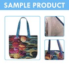 Personalized Pet Portrait Tote Bag  Custom Dog Photo Quilted Bag  Floral Vintage