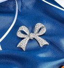Rhinestone Bow Brooch For Women - Elegant Silver Jewelry Accessory