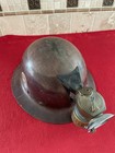 Antique Coal Miner   s Msa Skullgard Type Helmet W  Justrite Carbide Lamp