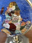 World Globe Inlaid Made W Semi-precious Gemstones W Brass Stand