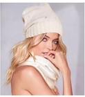 Nwt Victoria s Secret Ivory Infinity Scarf And Beanie Hat W Rhinestones Gift Set