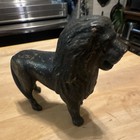 Vintage Cast Iron Lion Still Bank Coin Bank  Black Painted Cast Iron Bank