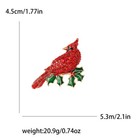 Christmas Northern Cardinal Red Bird Brooch Crystal Rhinestone Animal Pin