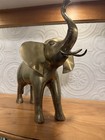 Vintage Brass Large Elephant Statue Trunk Up Good Luck 14  Made Korea 5ib