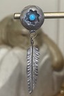 Vintage Navajo Sterling Silver And Turquoise Shadow Box Feather Earrings