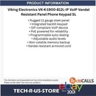Viking Electronics Vk-k-1900-812l-ip Voip Vandal Resistant Panel Phone Keypad Ss