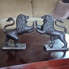 Bombay Metal Lion Bookends Pair Decorative Bronze Finish Animal Theme