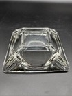 Mcm Vintage Clear Thick Glass Square Star Cigar Cigarette Ashtray 6  X 6 
