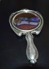 Vintage Antique Silver Epns Hand Held Mirror With Initials 10 25  X 5 5 