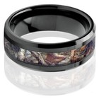 Black Tungsten Brown Oak Real Forest Camo Ring Men Women Mossy Tree Wedding Band