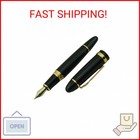 Jinhao 159 Fountain Pen Medium Black Lacquer Gold Trim Big Heavy With Refill Ink