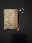Coach Slim Id Card Case Keychain signature Brown Leather