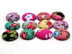 50 Mixed Color Flatback Fabric Flower Covered Buttons 12mm Round Cabochon Diy