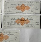  5  1875 Wells Fargo Carson City Nevada Checks Check Rn-d1 Revenue Stamped Paper
