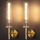 19 5  Knurled Gold Wall Sconces Set Of 2  Bathroom Vanity 19 5    Clear Glass