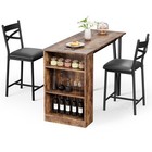 3-piece Dining Table Set For Kitchen  Table And 2 Chairs With 3 Storage Shelves