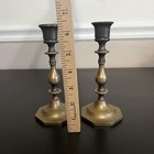  2  Vintage   Antique Solid Brass Candle Holder Candlestick Set 6 5    Taiwan