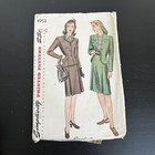 Vintage 1940s Simplicity 4953 Two Piece Skirt Suit Jacket Sewing Pattern 14 Cut