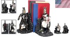 Ebros Hand-painted Black And White Medieval Knight Bookends  8  Tall Set