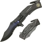 Outdoor Spring Assisted Tactical Rescue Folding Pocket Knife With Led Flashlight