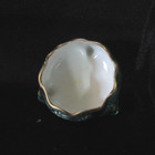 40  Vtg 3 Footed Green Porcelain Open Salt Cellar W flowers