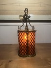Vintage Mcm Hanging Amber Swag Lamp  Mid Century Modern Amber Swag Light 