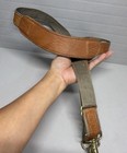 Vintg  Leather nylon Replacement Shoulder Strap Padded Gold Metal Hardware Adjst