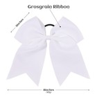 20 Pcs White 8 Inch Large Cheer Hair Bows Ponytail Holder Grosgrain Ribbon