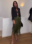 Zara New Woman Mid-waist Zw Coll Limited Sequin Fringe Skirt Green 9125 101 500