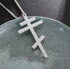 Silver Cross Necklace Eastern Orthodox Stainless Steel Pendant Men Russian Greek
