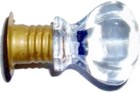 Clear Sellers Style Threaded Glass Knob Brass Sleeve Screw Pull Handle Antique 