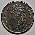 1809 6 Classic Head Half Cent - 9 Over Inverted 9 - Scratches - High Grade
